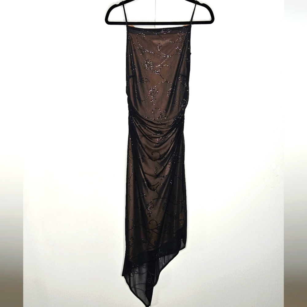 90s VTG NEXT UP Cream And Black Layered Dress SZ M